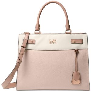 MICHAEL Michael Kors Reagan Large Leather Satchel Bag, Soft Pink Light Cream Fawn