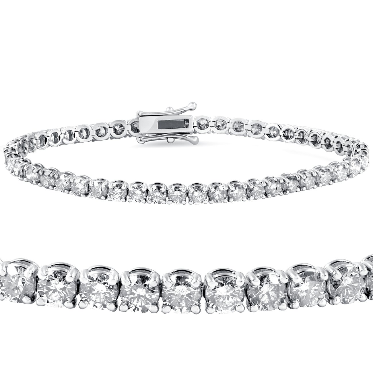 P3 POMPEII3 8ct 18k White Gold Round Diamond Tennis Bracelet