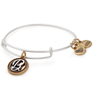 alex and ani women's initial b ii bangle two tone bracelet, rafaelian silver