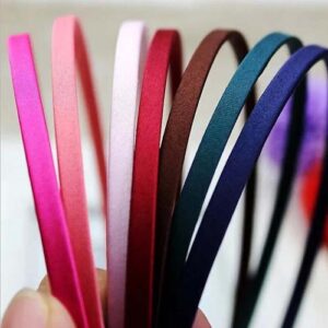 Carykon 20 PCS Women DIY Satin Fabric Covered Ribbon Headbands 5mm Width, Mixed Color.