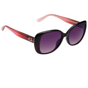 GUESS Women's Gu7554 Square Sunglasses, Dark Havana & Gradient Brown, 54 mm