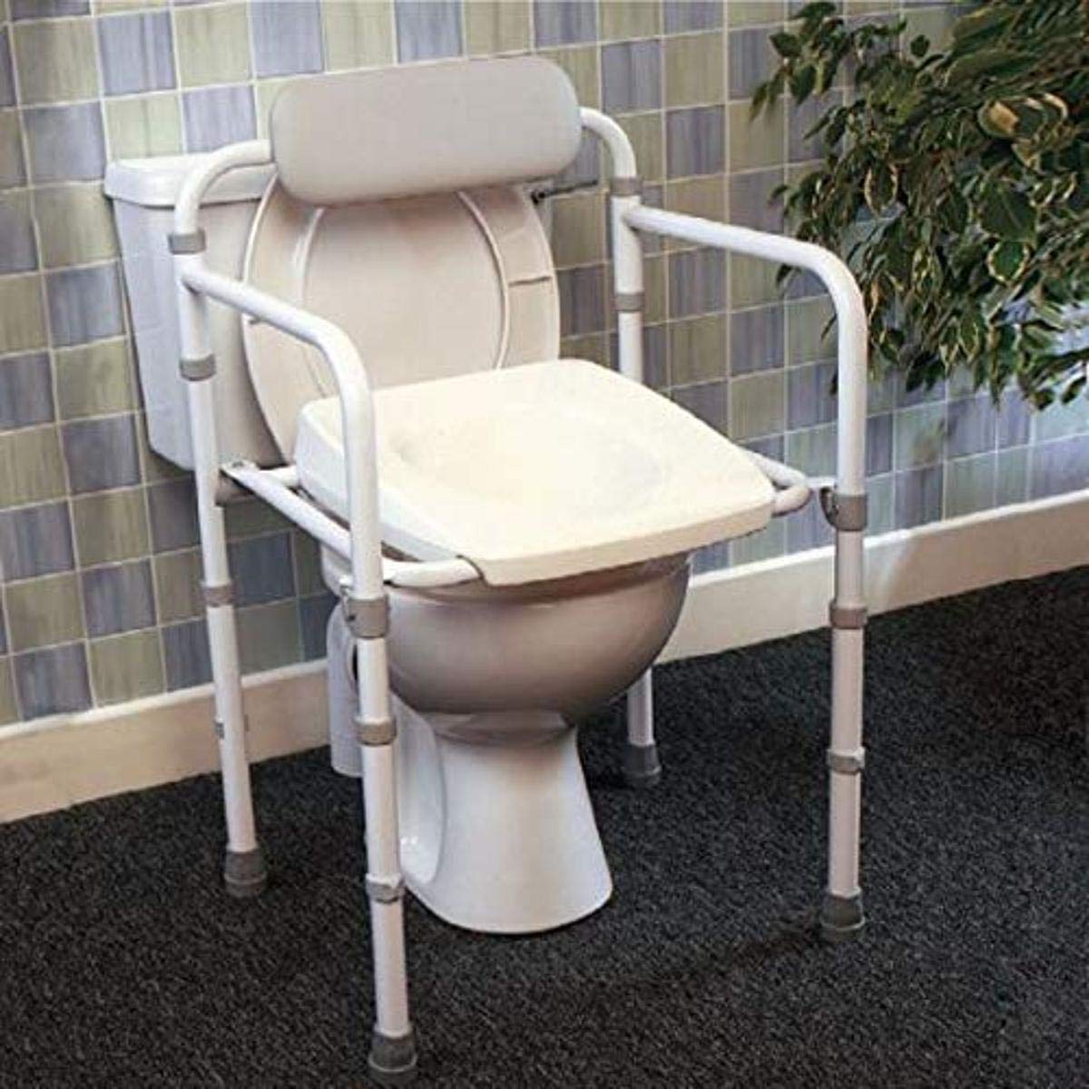 Homecraft Uni-Frame Folding Toilet Frame with Seat, Foldaway Toilet Surround, Toilet Grab Bar, Adjustable Height Handrail, Safety Device, Toilet Support Aid for Eldery, Handicapped, and Disabled