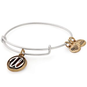 alex and ani women's initial u ii bangle two tone bracelet, rafaelian silver