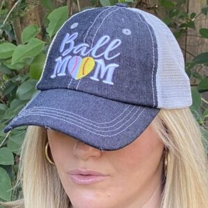 Cocomo Soul Womens Ball Mom Hat | Baseball Mom Softball Mom Hat | Baseball Softball Mom Cap | Half Baseball Half Softball Hat 402 Dark Grey