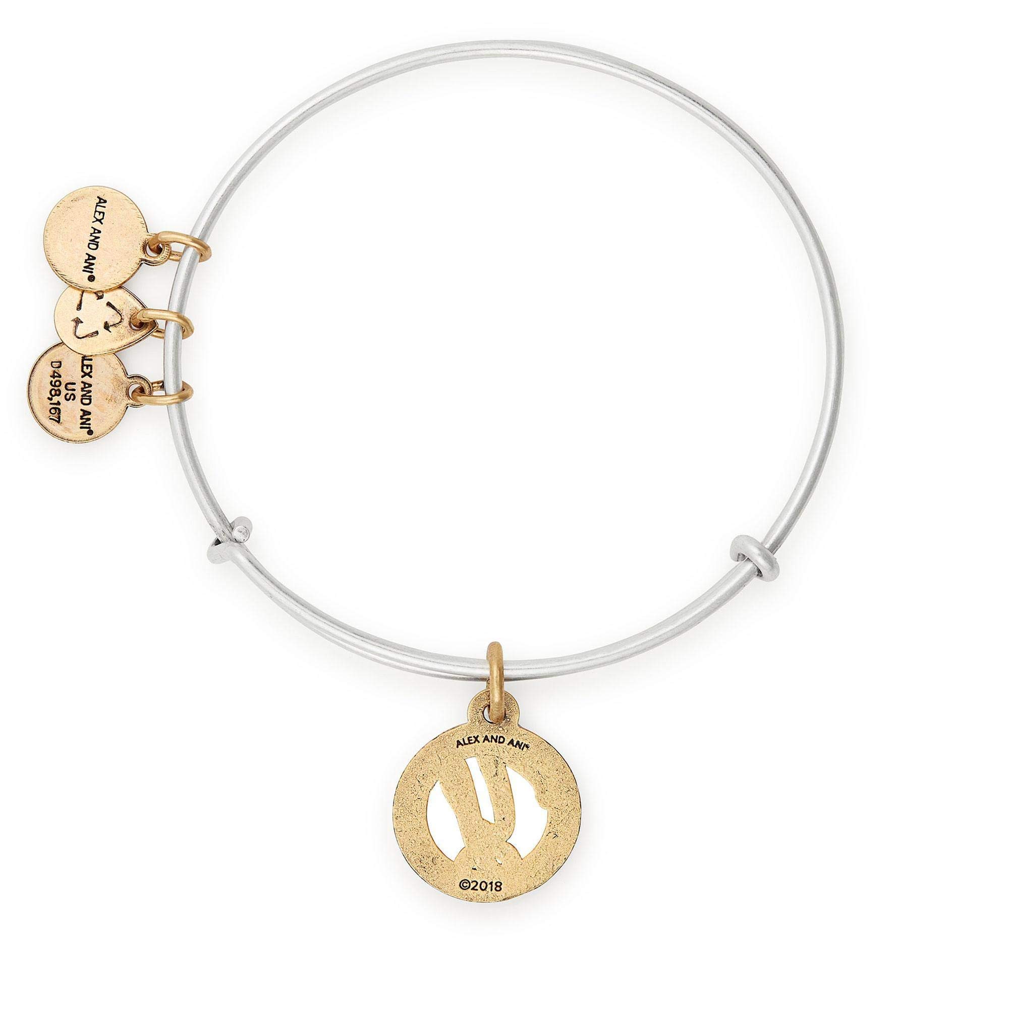 Alex and Ani Women's Initial Y II Bangle Two Tone Bracelet, Rafaelian Silver, Expandable