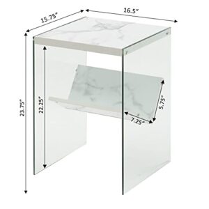 Convenience Concepts SoHo End Table, Faux White Marble, 15.75 in x 16.5 in x 23.75 in