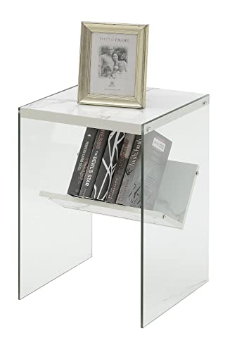 Convenience Concepts SoHo End Table, Faux White Marble, 15.75 in x 16.5 in x 23.75 in