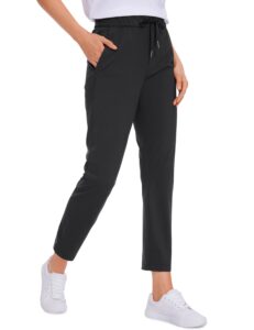 crz yoga womens 4-way stretch ankle golf pants - 7/8 dress work pants pockets athletic travel casual lounge workout black small