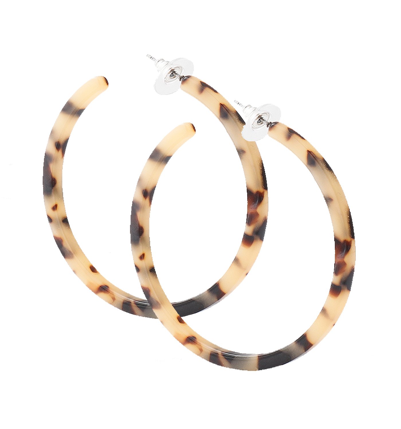 PHALIN Acrylic Hoop Earrings Tortoiseshell Acrylic Earrings Geometric Resin Earring Studs for Women (A Leopard)