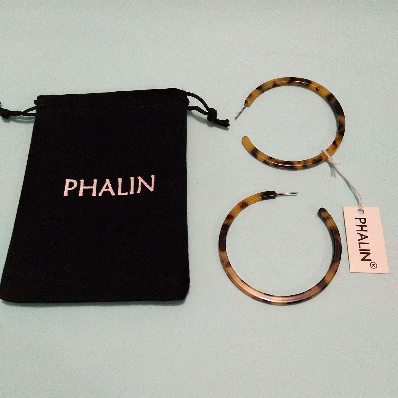 PHALIN Acrylic Hoop Earrings Tortoiseshell Acrylic Earrings Geometric Resin Earring Studs for Women (A Leopard)