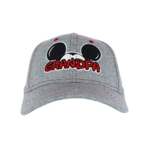 disney men's mickey mouse grandpa fan baseball cap, grey