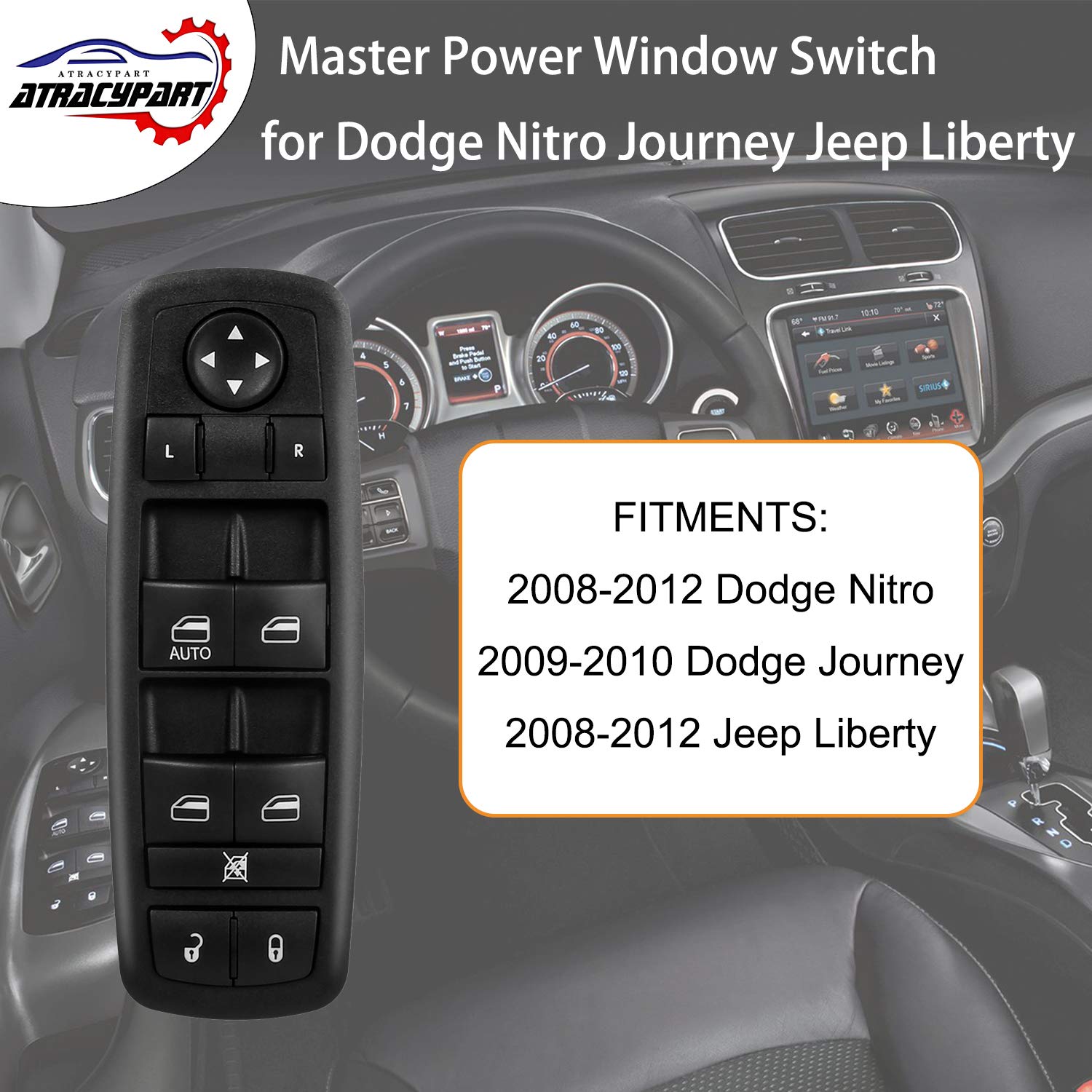 Master Power Window Switch | 8+13 PINS Check Required | Replacement for 2008-2012 Dodge Nitro Jeep Liberty, 2009-2010 Dodge Journey | Replaces# 4602632AG, 4602632AH