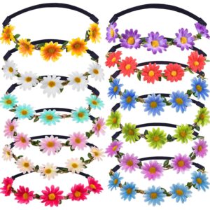 bememo 12 pieces multicolor lady girl fashion flower crown floral garland headbands for festival wedding party