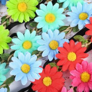 Bememo 12 Pieces Multicolor Lady Girl Fashion Flower Crown Floral Garland Headbands for Festival Wedding Party