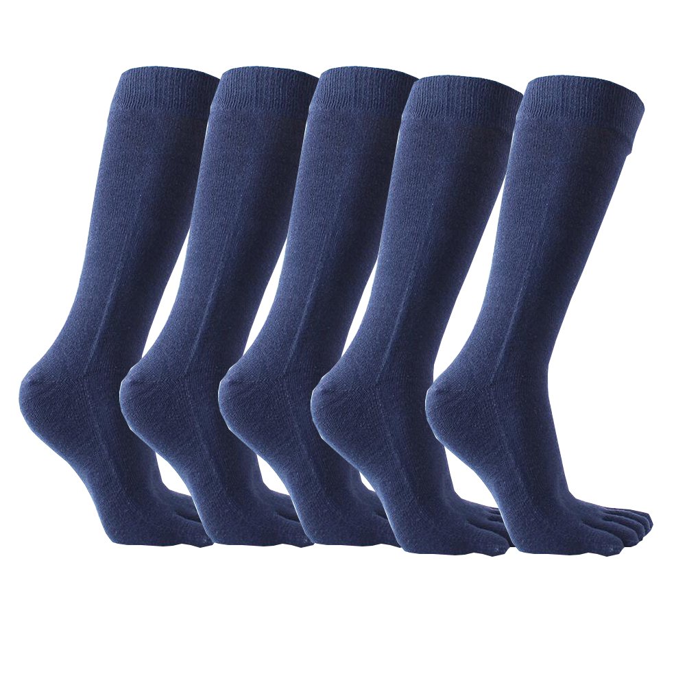 FeelMeStyle 5 Pack Men Boot Long Toe Socks Men's Cotton Leg Warmers Five Fingers Toe Socks