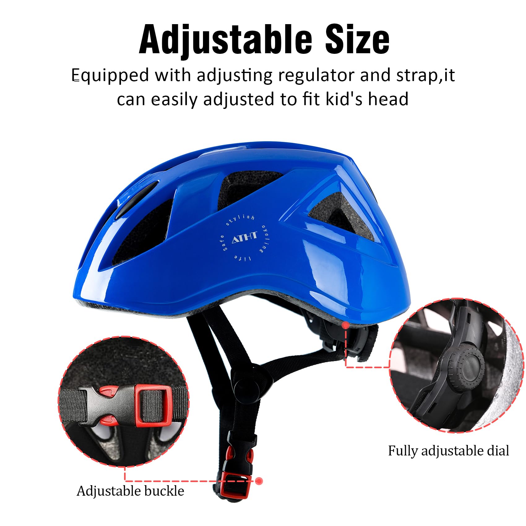 Atphfety Kids Bike Helmet,2 Sizes Adjustable for Youth Child Boys & Girls Ages 3-5-8-14,Ventilation and Multi-Sport for Bicycle Scooter Skate