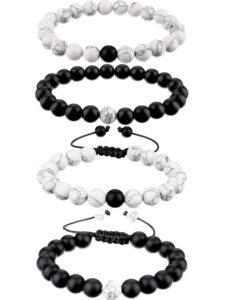 bbto howlite bracelet for couples black matte agate bracelet distance bracelet energy beads bracelet