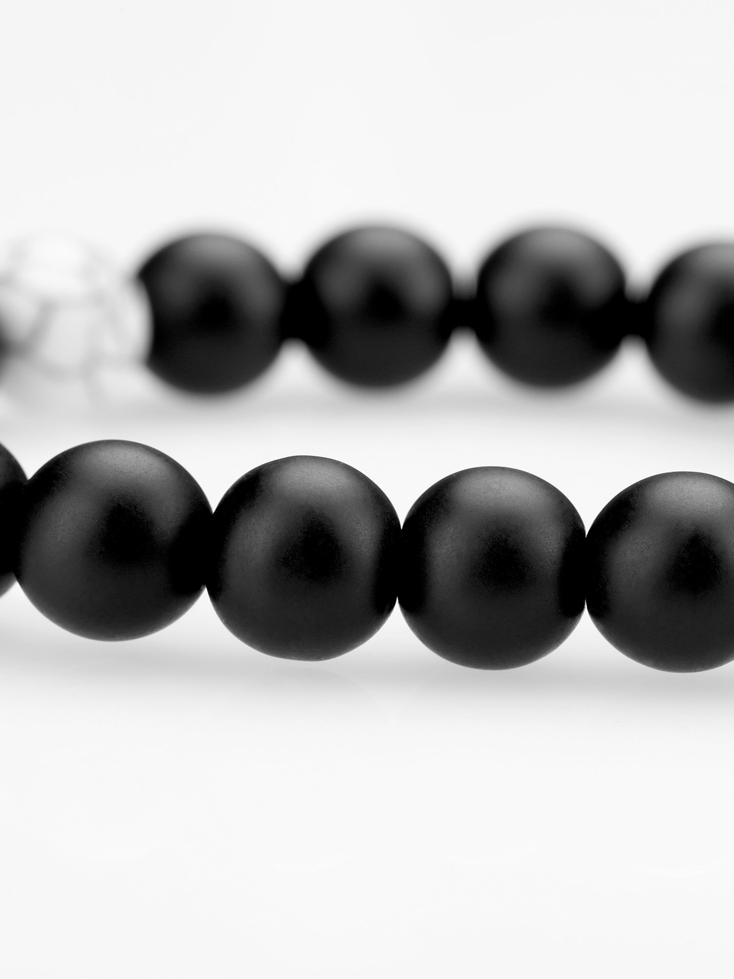 BBTO Howlite Bracelet for Couples Black Matte Agate Bracelet Distance Bracelet Energy Beads Bracelet