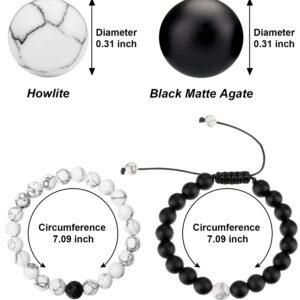 BBTO Howlite Bracelet for Couples Black Matte Agate Bracelet Distance Bracelet Energy Beads Bracelet