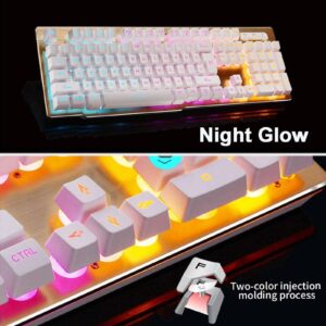 Rechargeable Keyboard and Mouse,Suspended Keycap Mechanical Feel Backlit Gaming Keyboard Mouse Set-Wireless 2.4G Drive Free,Adjustable Breathing Lamp,Anti-ghosting,12 Multimedia Keys (White-Combo)