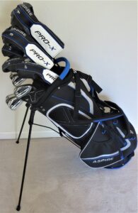 mens complete golf set custom made clubs for tall men 6'0"- 6'6" tall forged ti driver, 3 wood, 3, 4, 5 hybrids, irons, sand wedge putter, stand bag regular flex pro quality