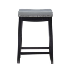 Linon Claridge Backless Counter Stool Gray Faux Leather Wood Frame in Black