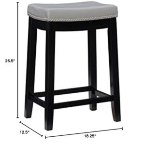 Linon Claridge Backless Counter Stool Gray Faux Leather Wood Frame in Black