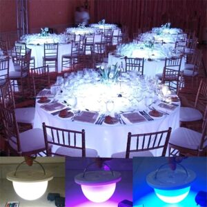 ARDUX 4 PCS Under Table LED Lights for Party - Rechargable 8 LEDs Uplighting with Remote for Cocktail Birthday Centerpiece Holiday Event Indoor Outdoor