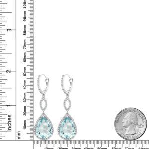 Gem Stone King 925 Sterling Silver Long Drop Dangle Elegant Wedding Bridal Chandelier Teardrop Earrings for Women | 2 Inch | Pear Shape 16X12MM | 20.00 Cttw