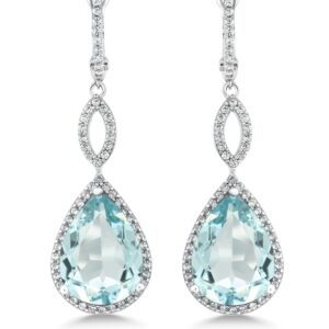 Gem Stone King 925 Sterling Silver Long Drop Dangle Elegant Wedding Bridal Chandelier Teardrop Earrings for Women | 2 Inch | Pear Shape 16X12MM | 20.00 Cttw