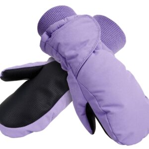 SimpliKids Kids Mittens Winter Insulation Waterproof Girls Ski Mittens,Toddler,Lavender