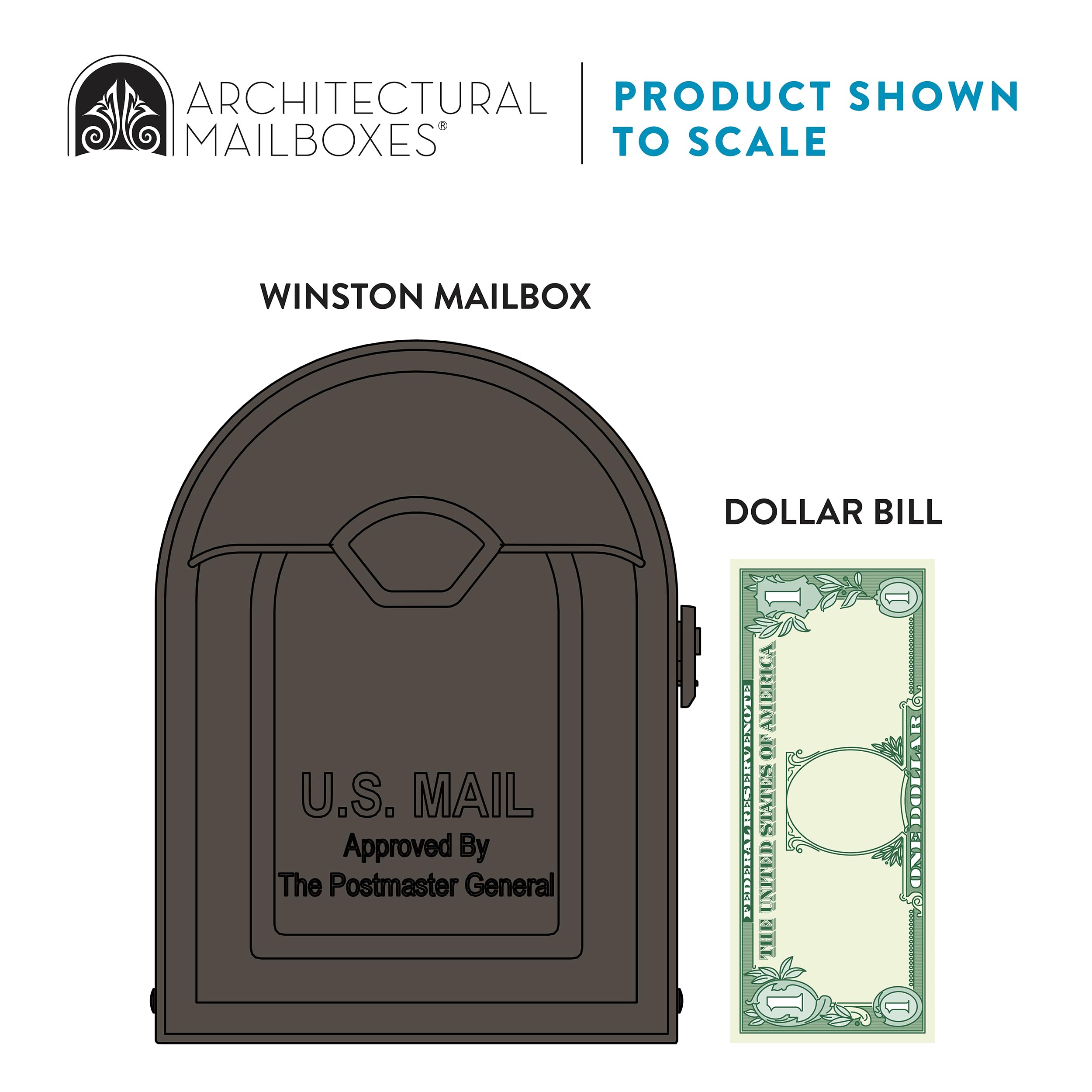 Architectural Mailboxes 8830RZ-10 Winston Post Mount Mailbox, Rubbed Bronze