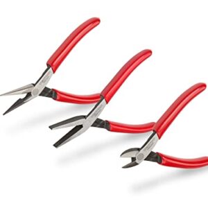 TEKTON Mini Pliers Set, 3-Piece (Long Nose, Flat Nose, Cutting) | PMN99003