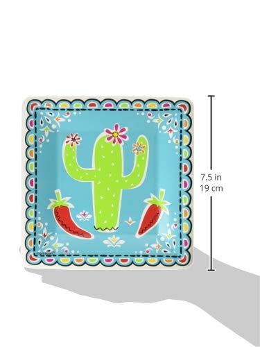 Amscan Picado De Papel Square Plates, 7" - Pack of 18, Multicolor