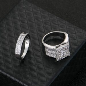 2PCS CZ Stackable Ring Sets - Rectangle Cubic Zirconia Square Engagement Wedding Rings for Women Jewelry Gift (7)