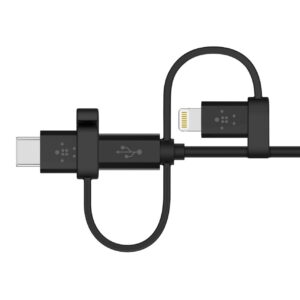 Belkin 3-in-1 Universal USB Cable - USB-C Cable, Lightning Cable, Micro-USB Charging Cable - Apple Charging Cord - Belkin Boost Charge - Belkin Charger Designed For iPhones, iPads, Galaxy & More