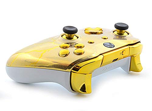 MODDEDZONE Custom MODDED Wireless Controller for Xbox One S/X and PC - With Unique Smart Mods - Best For First Person Shooter Games - Handcrafted by Experts in USA with Unique Design (Gold Thunder)