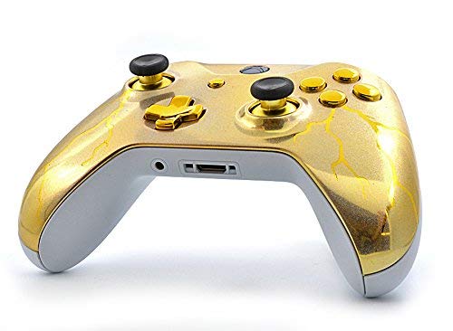 MODDEDZONE Custom MODDED Wireless Controller for Xbox One S/X and PC - With Unique Smart Mods - Best For First Person Shooter Games - Handcrafted by Experts in USA with Unique Design (Gold Thunder)