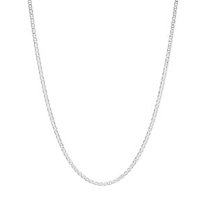 nyc sterling silver chain link necklace – 2mm premium 925 sterling silver necklace for women and men – dainty flat mariner silver chain necklace – ideal for birthday, valentine’s day, anniversary