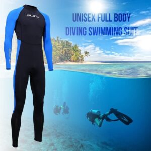 Full Body Dive Wetsuit Sports Skins Rash Guard for Men Women, UV Protection Long Sleeve One Piece Swimwear for Snorkeling Surfing Scuba Diving Swimming Kayaking Sailing Canoeing (L)