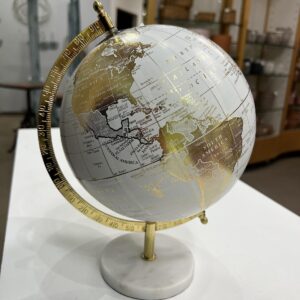 Abbott Collection 57-LATITUDE-02 Spinning Small Decorative Globe, Ivory/Gold, 11" H