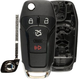 KeylessOption Keyless Entry Remote Flip Key Fob Shell Case Button Pad Cover For Ford Fusion N5F-A08TAA