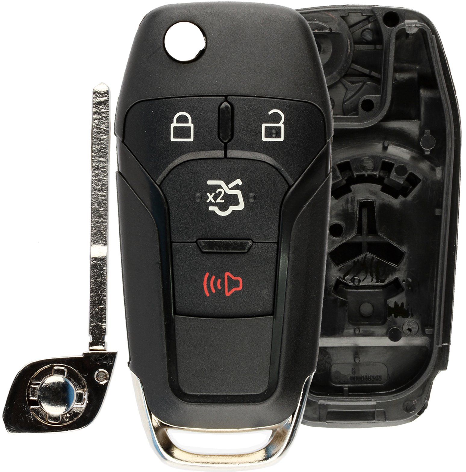 KeylessOption Keyless Entry Remote Flip Key Fob Shell Case Button Pad Cover For Ford Fusion N5F-A08TAA