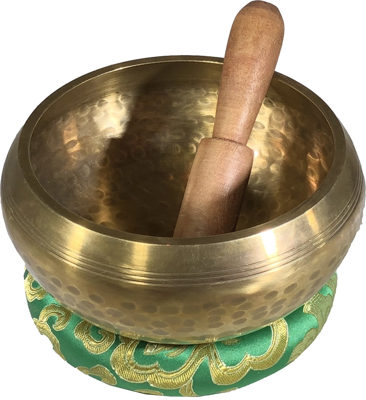 5 Gold Tibetan Meditation Yoga Singing Bowl Set (Large) ~Live Fully Now ~ Tuned to B ~ Hand Hammered Antique healing bowl design ~Wood Striker ~ Himalayan bowl for Meditation, hand yoga, and Chakra