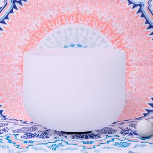 ENERGYSOUND 432Hz Perfect Pitch C Note Root Chakra Frosted Quartz Crystal Singing Bowl 10 inch mallet & o-ring included