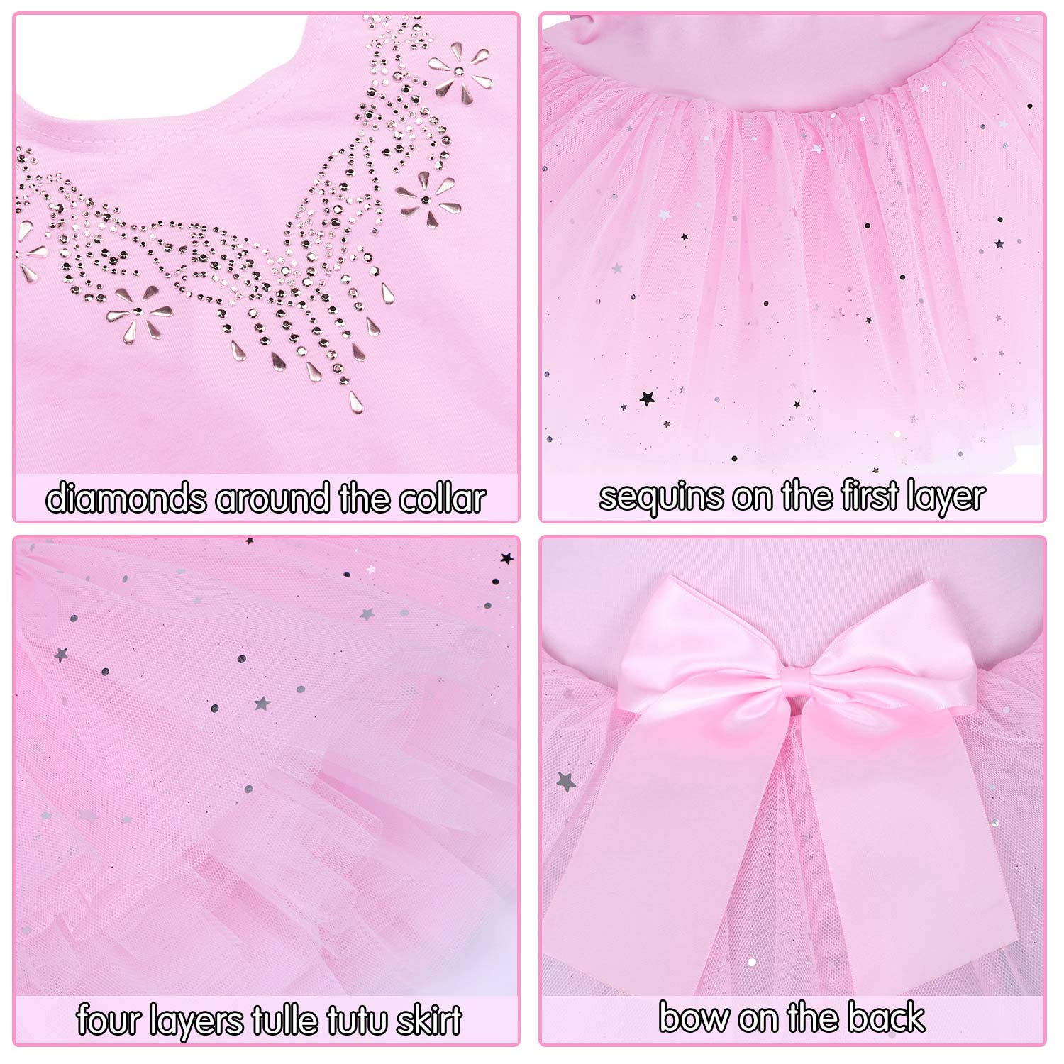 BAOHULU Ballet Leotards for Girls Full Skirted Dance Tutu Dress Party Costumes B184_Pink_L