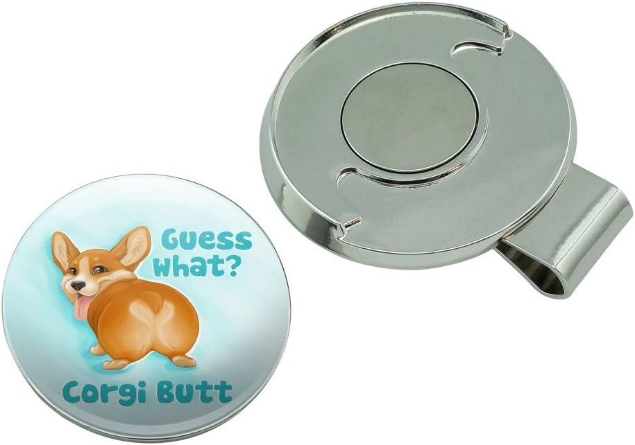 GRAPHICS & MORE Guess What Corgi Butt Funny Joke Golf Hat Clip with Magnetic Ball Marker