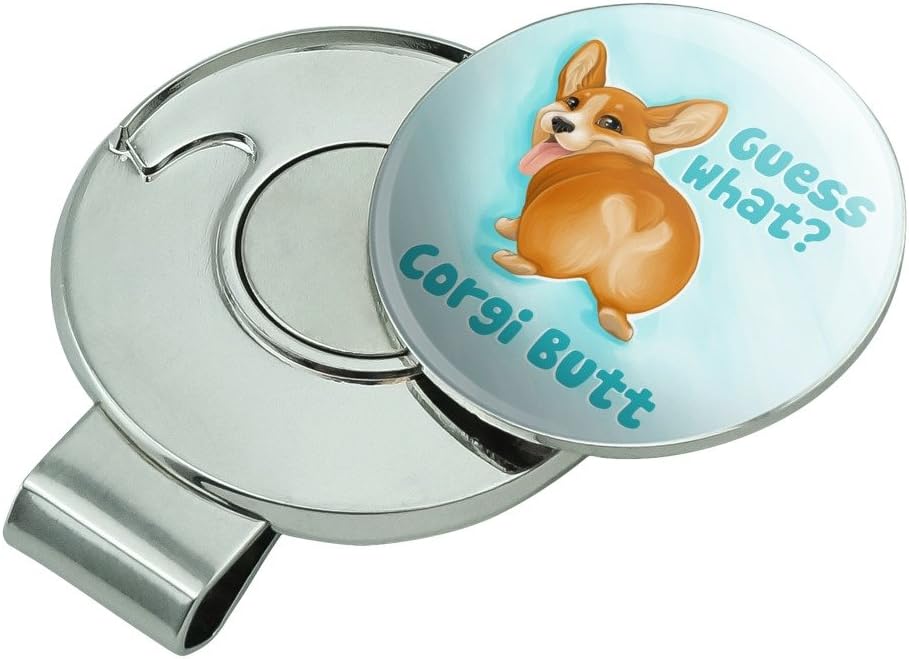 GRAPHICS & MORE Guess What Corgi Butt Funny Joke Golf Hat Clip with Magnetic Ball Marker