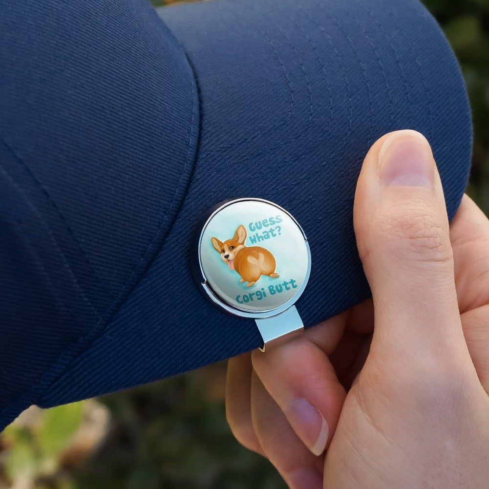 GRAPHICS & MORE Guess What Corgi Butt Funny Joke Golf Hat Clip with Magnetic Ball Marker