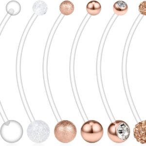 Ruifan 6PCS Mix Style Pregnancy Sport Maternity Flexible Bioplast Belly Navel Button Ring Retainer 14G 1 1/2Inch (38mm)